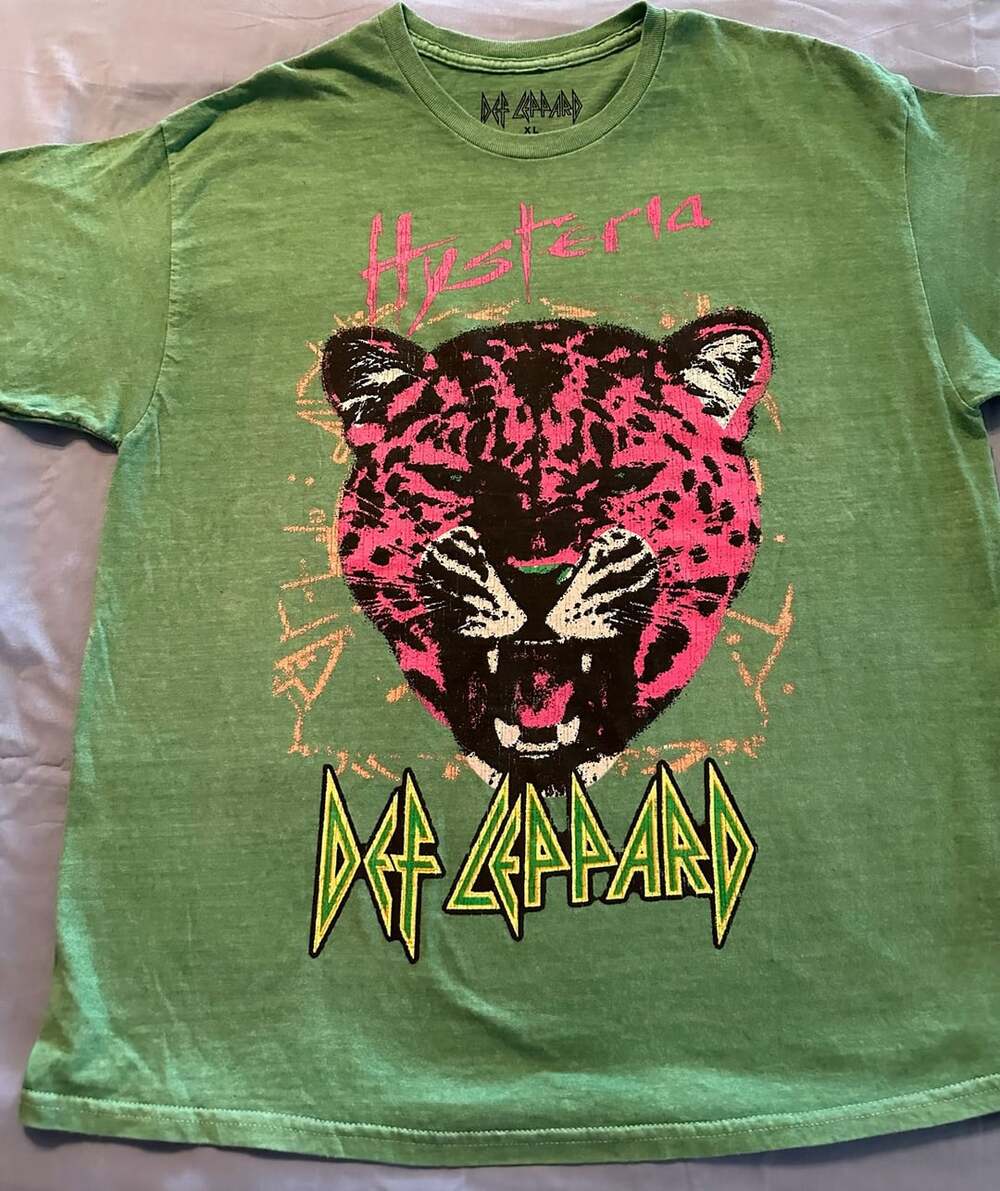 Def Leppard Hysteria Panther Graphic T-Shirt Size XL Green